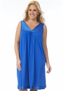 Women Plus Size Sleeveless Nightgown (Rocky Blue)